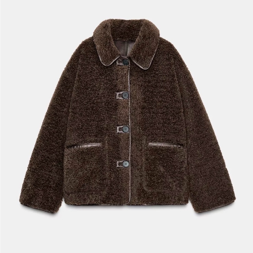 Zara Reversible Double Faced Sherpa Jacket - Picture 7 of 13